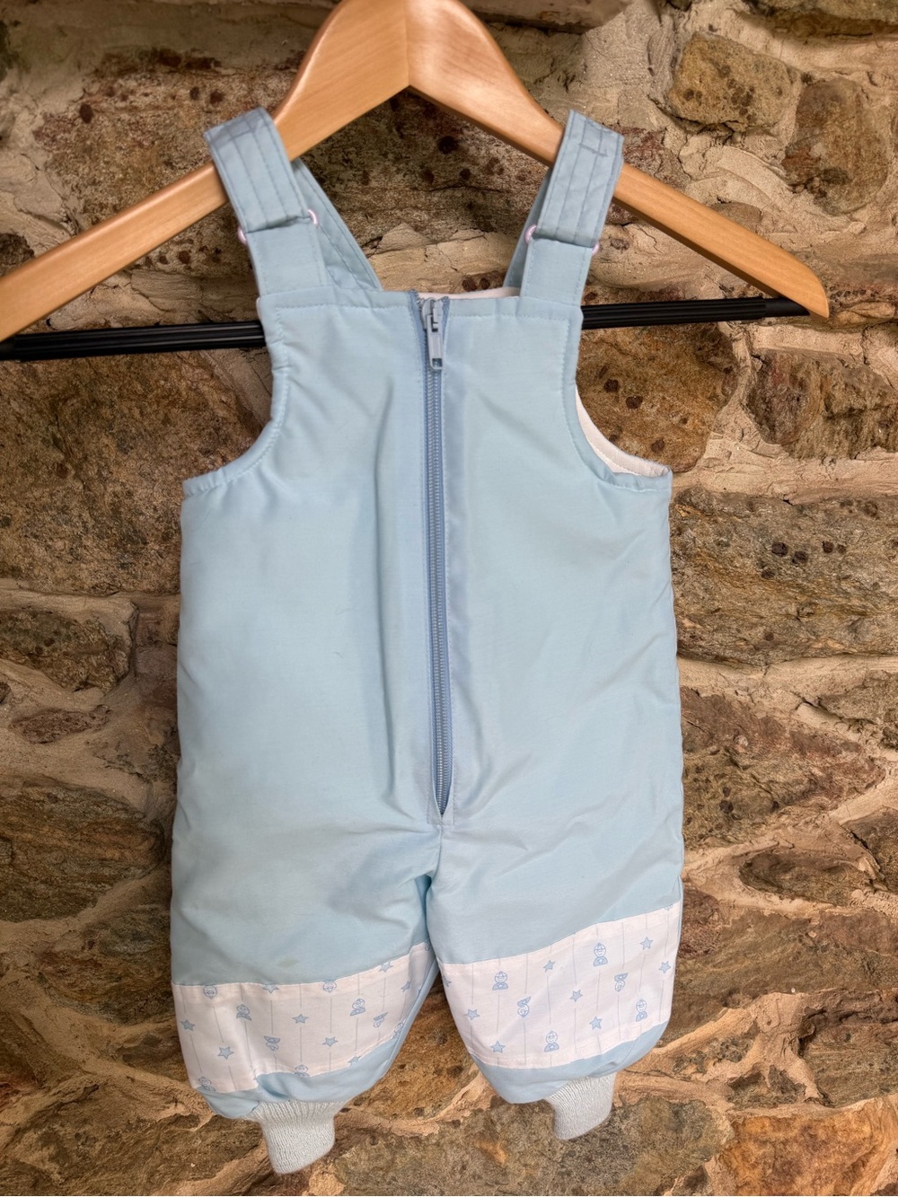 1985 Vintage Fisher Price Snow Bib Overalls 12M Made in USA Baby Blue